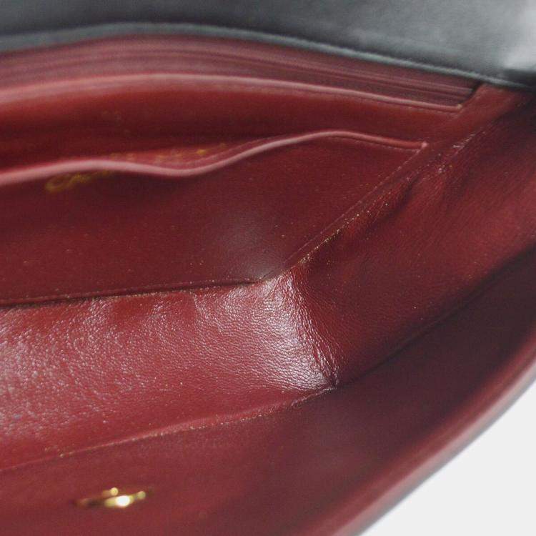 Pre Owned Chanel Black Lambskin Medium Classic Single Flap Shoulder Bag