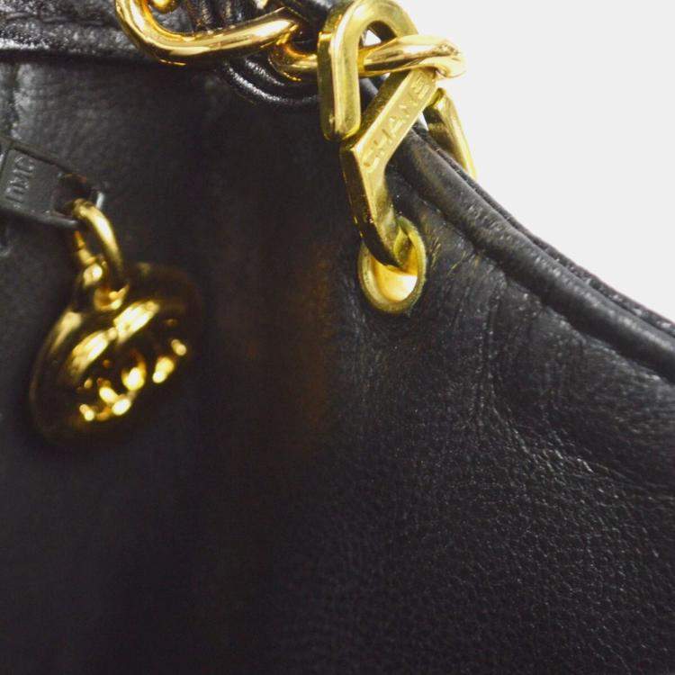 Pre Owned Chanel Diana Medium Black Calfskin Leather Chain Shoulder Bag