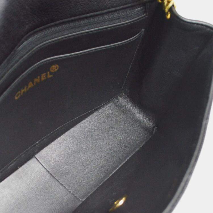 Pre Owned Chanel Diana Medium Black Calfskin Leather Chain Shoulder Bag