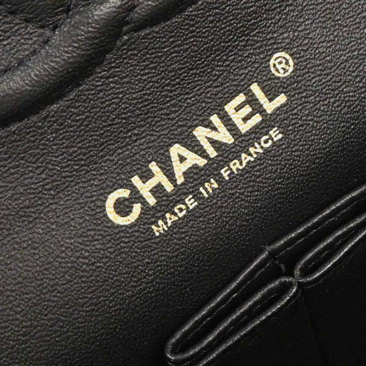 Pre Owned Chanel Classic Double Flap Medium Black Leather Shoulder Bag