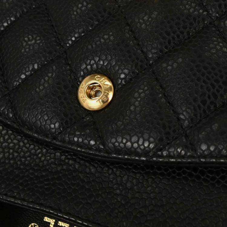 Pre Owned Chanel Classic Double Flap Medium Black Leather Shoulder Bag
