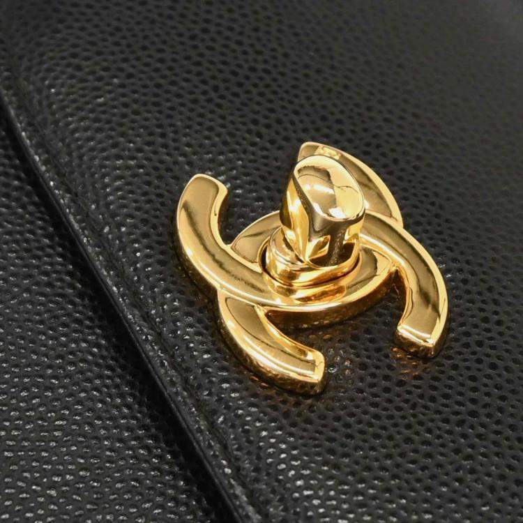 Pre Owned Chanel Black Calfskin Handbag