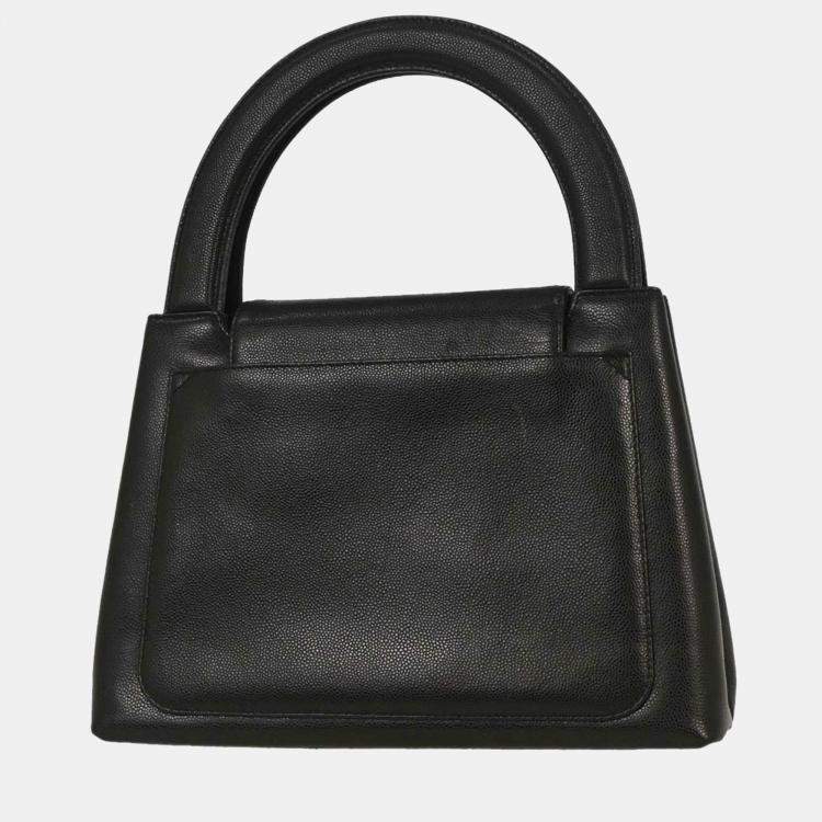 Pre Owned Chanel Black Calfskin Handbag