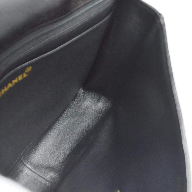 Pre Owned Chanel Mademoiselle Jumbo Black Leather Shoulder Bag