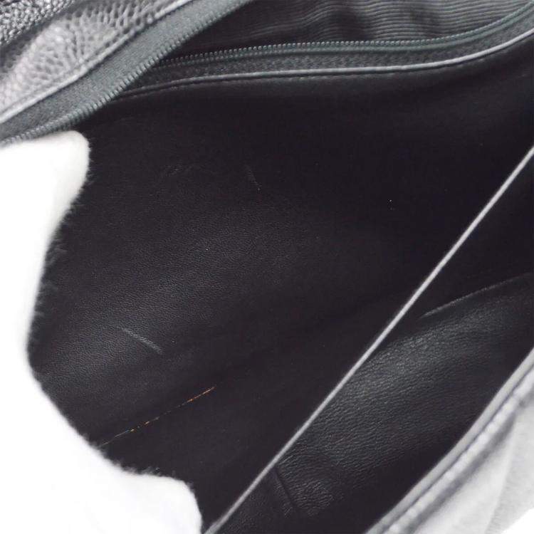 Pre Owned Chanel Mademoiselle Jumbo Black Leather Shoulder Bag