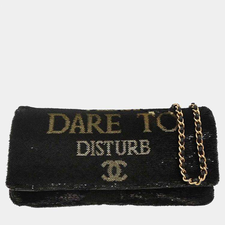 Pre Owned Chanel Dare To Disturb Black Sequin Shoulder Bag