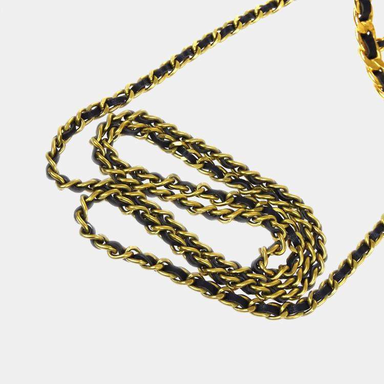 مملوكة مسبقًا Chanel Bottle Holder Gold Black Lambskin Leather Shoulder Bag