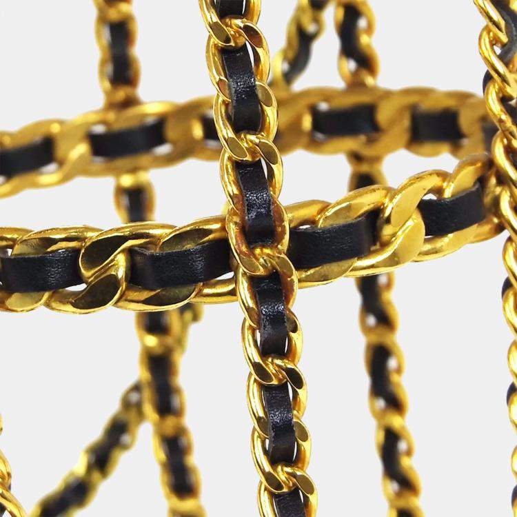 مملوكة مسبقًا Chanel Bottle Holder Gold Black Lambskin Leather Shoulder Bag