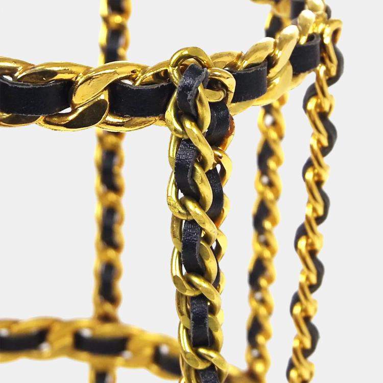 مملوكة مسبقًا Chanel Bottle Holder Gold Black Lambskin Leather Shoulder Bag