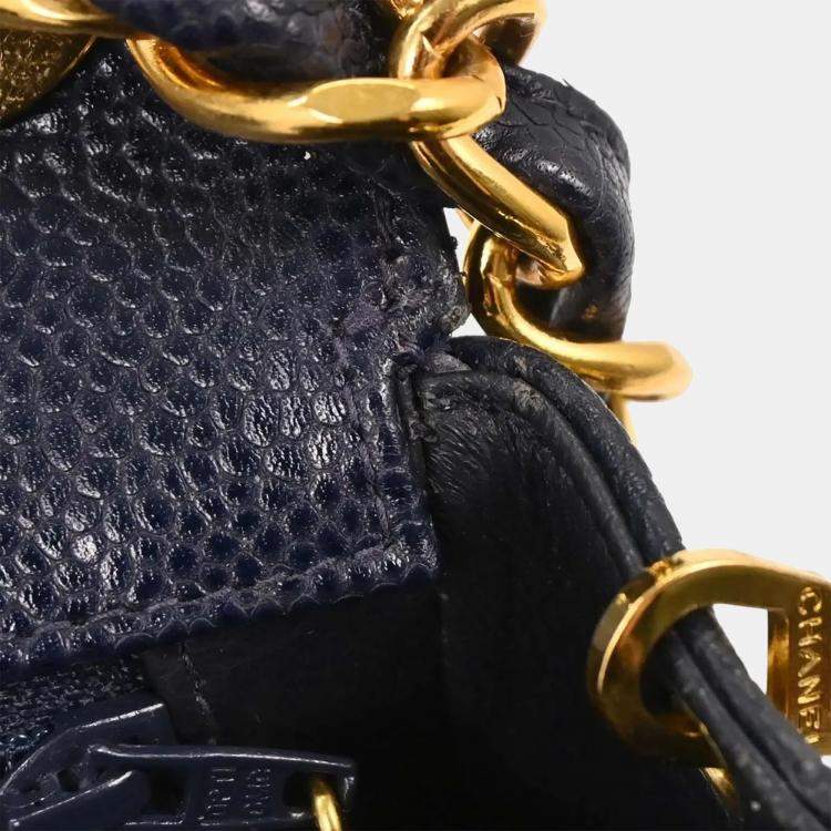 مملوكة مسبقًا Chanel Navy Calfskin Single Flap Shoulder Bag