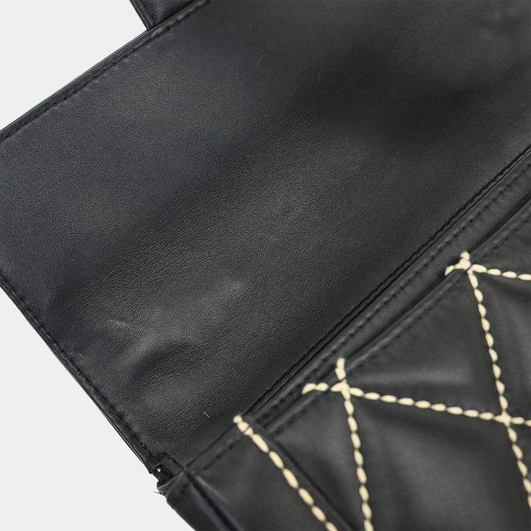 Pre Owned Chanel Wild Stitch Black Calfskin Leather Shoulder Bag