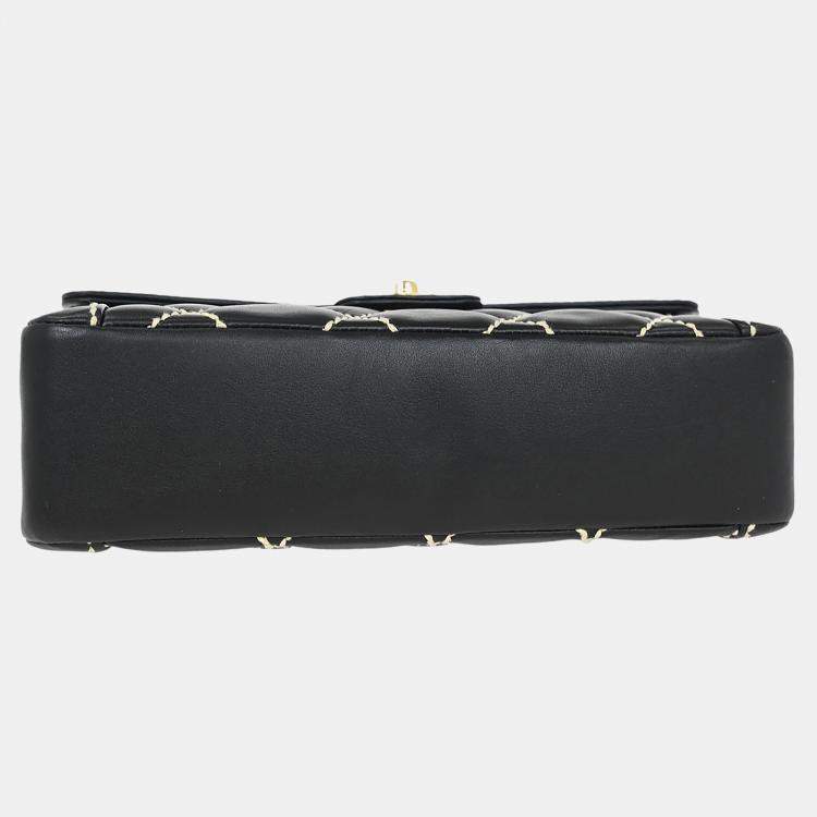 Pre Owned Chanel Wild Stitch Black Calfskin Leather Shoulder Bag