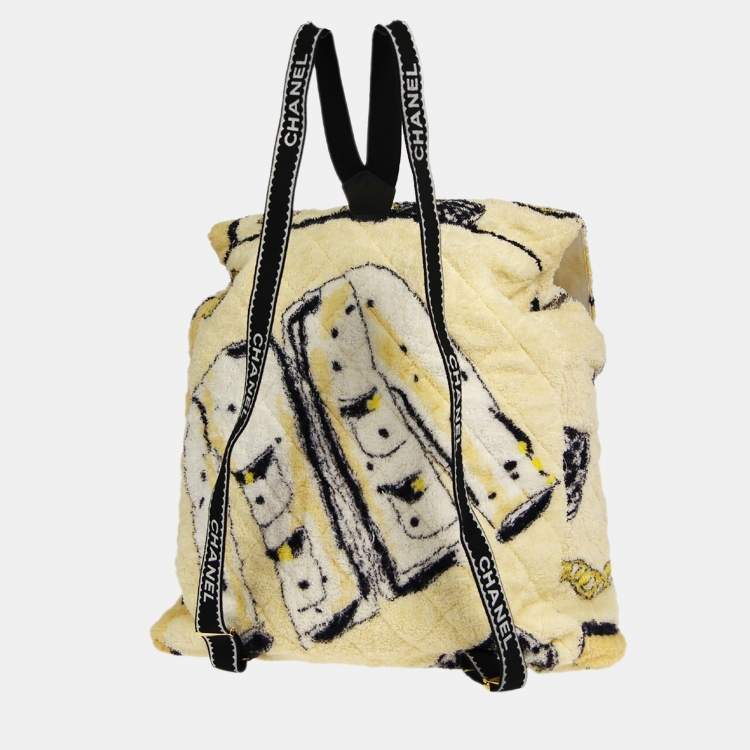 Pre Owned Chanel White Terry Cloth Backpack `94 Collection