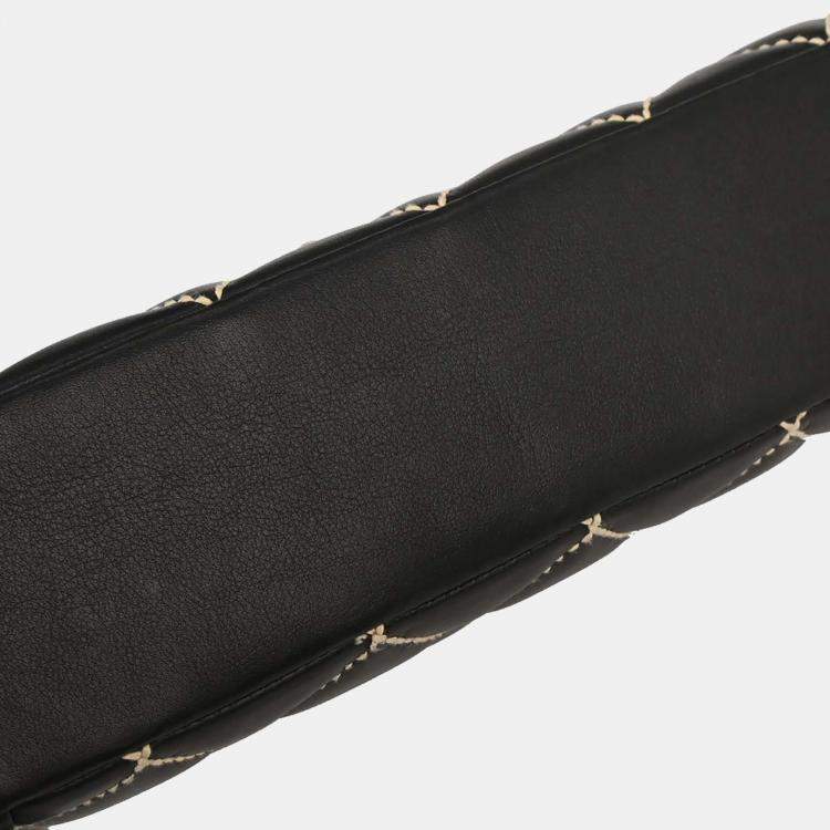 Pre Owned Chanel Wild Stitch Black Calfskin Leather Shoulder Bag