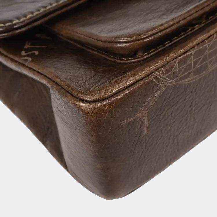 Pre Owned Chanel Brown Calfskin Leather Shoulder Bag