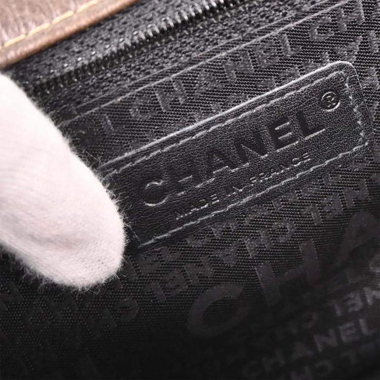 Pre Owned Chanel Brown Calfskin Leather Shoulder Bag