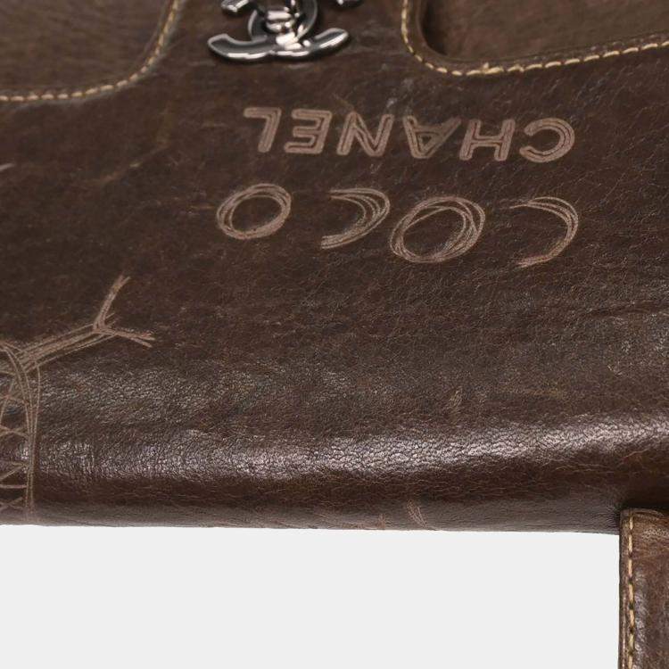 Pre Owned Chanel Brown Calfskin Leather Shoulder Bag