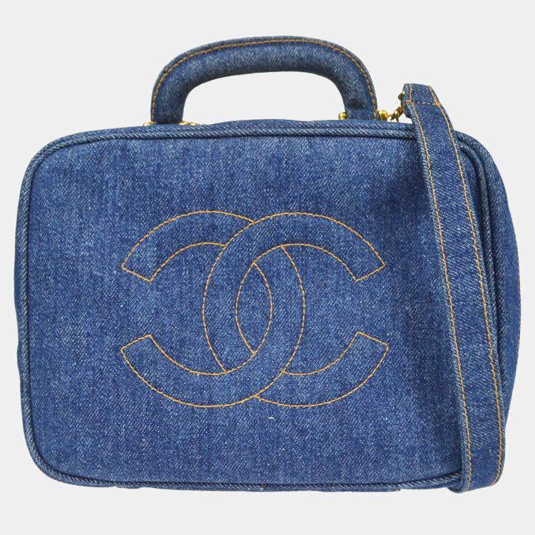 مملوكة مسبقًا Chanel Timeless Lunch Box 24 Blue Denim Vanity Bag