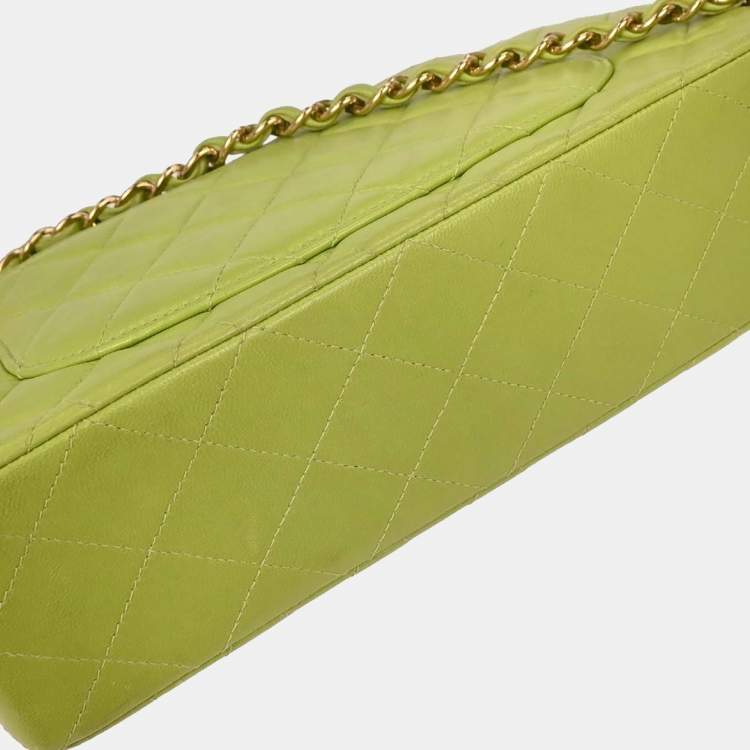 مملوكة مسبقًا Chanel Classic Double Flap Small Green Lambskin Leather Shoulder Bag