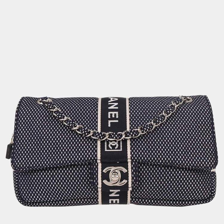 Pre Owned Chanel Sport Line Navy Mesh Shoulder Bag