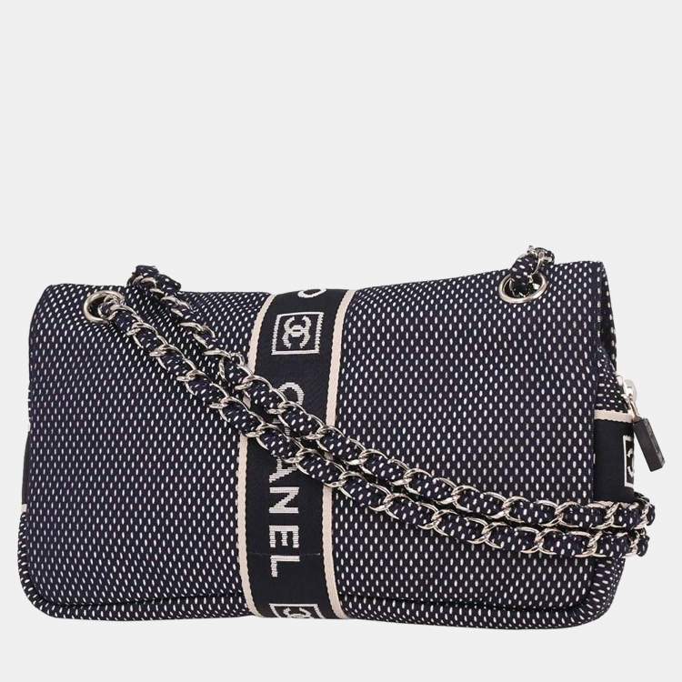 Pre Owned Chanel Sport Line Navy Mesh Shoulder Bag