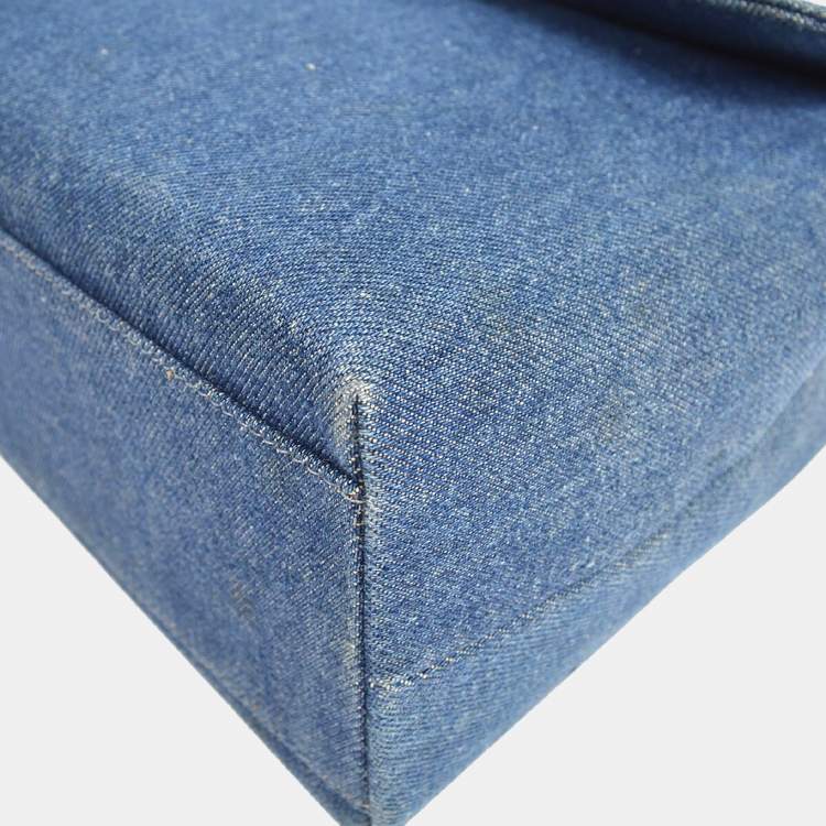 Pre Owned Chanel Blue Denim Top Handle Bag