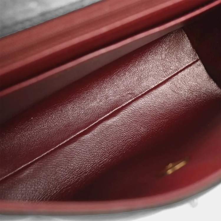 Pre Owned Chanel Straight Flap Black Lambskin Leather Shoulder Bag