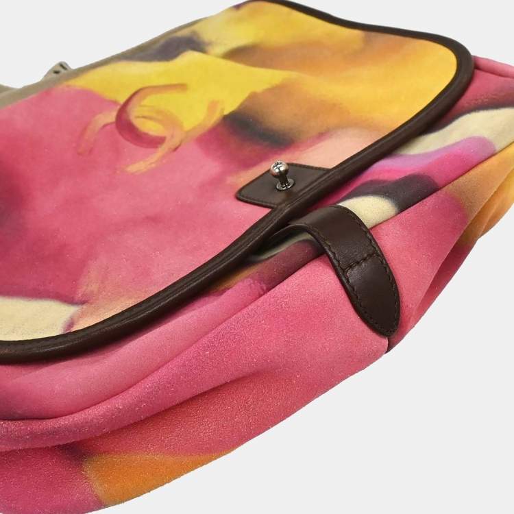 Pre Owned Chanel Flap Yellow Suede Shoulder Bag