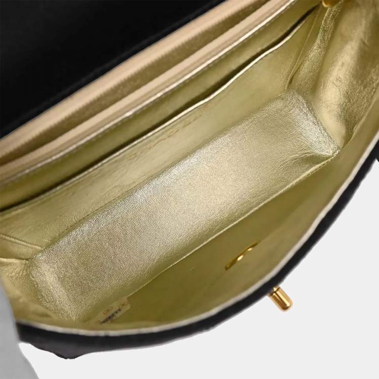 Pre Owned Chanel Classic Square Mini Black Satin Shoulder Bag