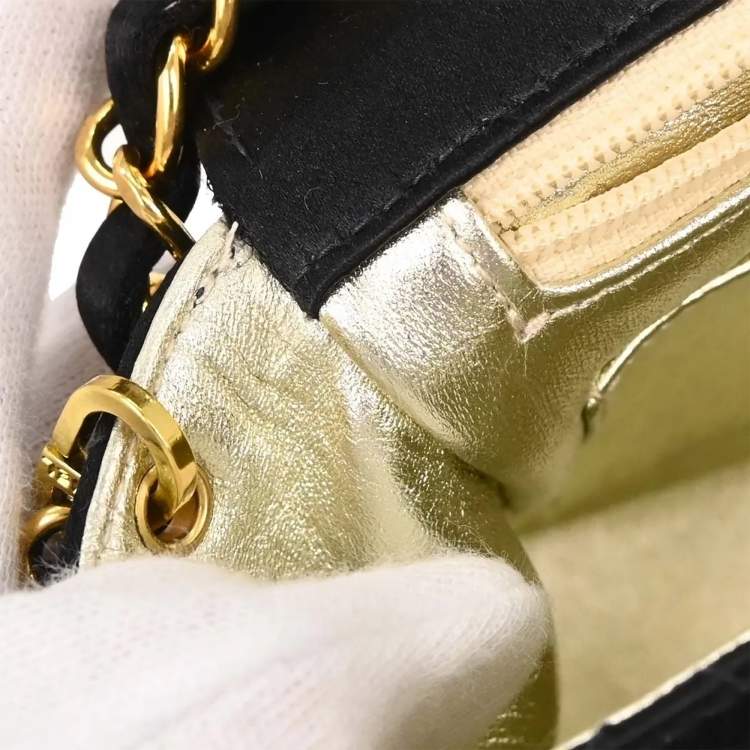 Pre Owned Chanel Classic Square Mini Black Satin Shoulder Bag