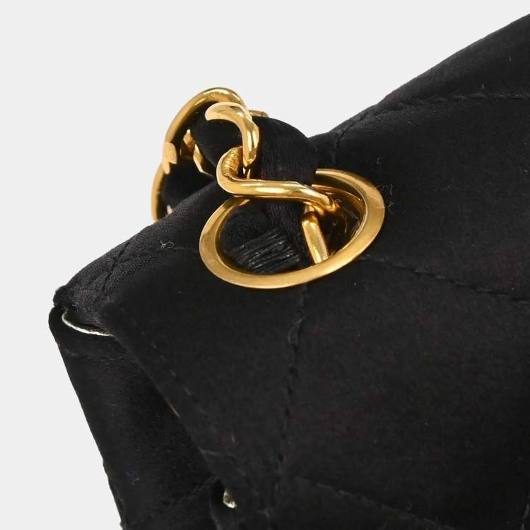 Pre Owned Chanel Classic Square Mini Black Satin Shoulder Bag