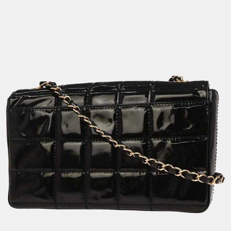 مملوكة مسبقًا Chanel Choco Bar Single Flap Black Patent Leather Shoulder Bag