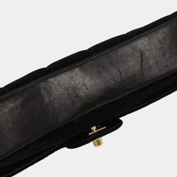 Pre Owned Chanel Black Velvet East West Choco Bar Shoulder Bag