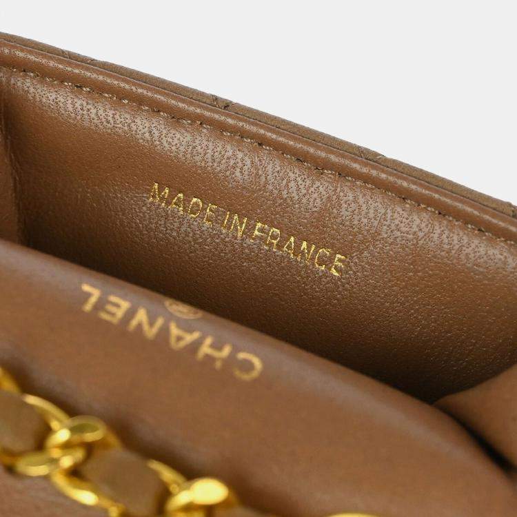 Pre Owned Chanel Classic Flap Micro Brown Lambskin Leather Belt Bag