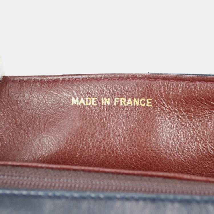 Pre Owned Chanel Full Flap Navy Lambskin Leather Shoulder Bag