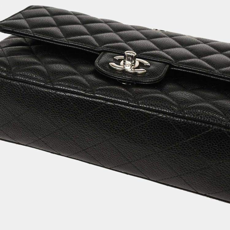 مملوكة مسبقًا Chanel Classic Double Flap Medium Black Calfskin Leather Shoulder Bag