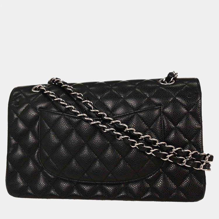 مملوكة مسبقًا Chanel Classic Double Flap Medium Black Calfskin Leather Shoulder Bag