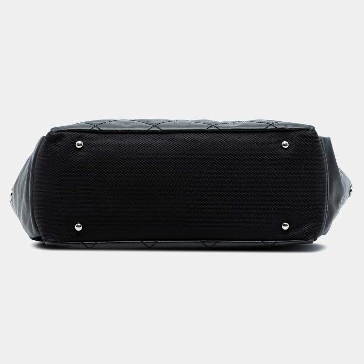 Pre Owned Chanel Black Large Quilted Coated Canvas Paris Biarritz Tote