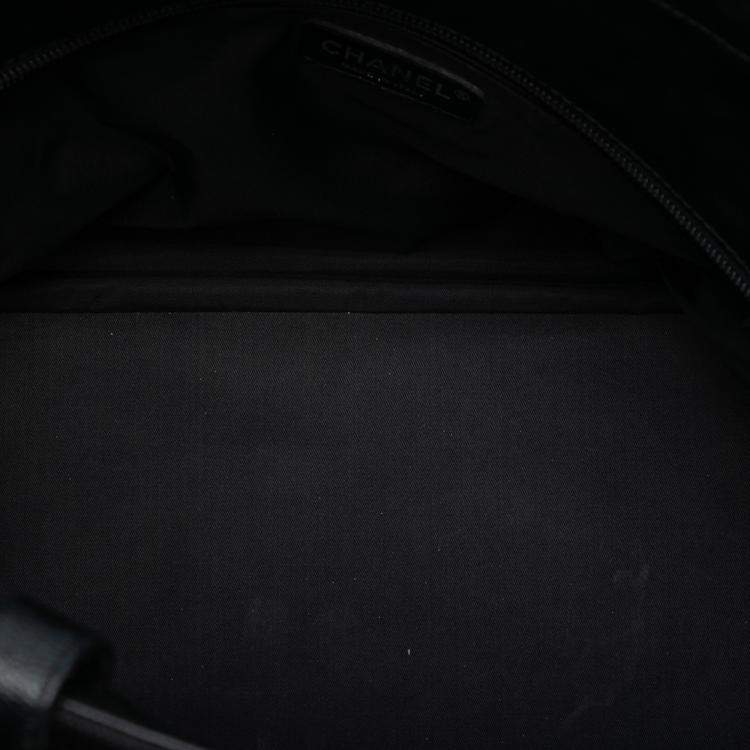 Pre Owned Chanel Black Large Quilted Coated Canvas Paris Biarritz Tote