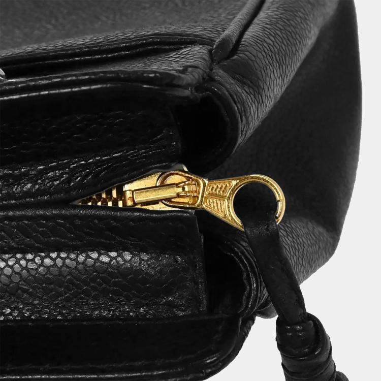 Pre Owned Chanel Black Calfskin Triple Cc Shoulder Tote Bag