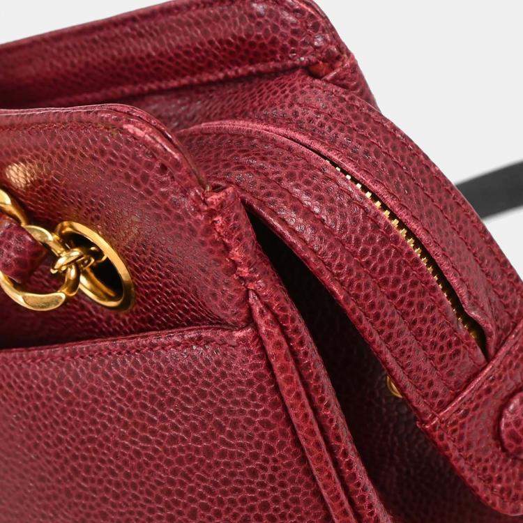 Pre Owned Chanel Triple CC Bordeaux Calfskin Leather Tote Bag