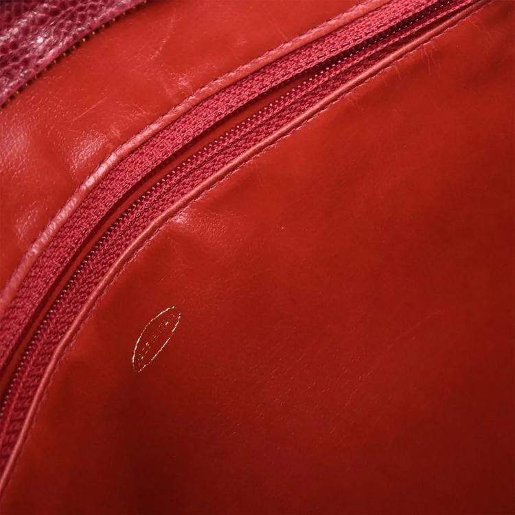 Pre Owned Chanel Triple CC Bordeaux Calfskin Leather Tote Bag