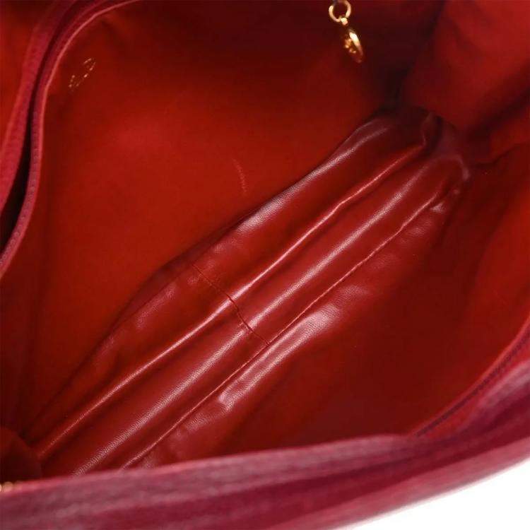 Pre Owned Chanel Triple CC Bordeaux Calfskin Leather Tote Bag