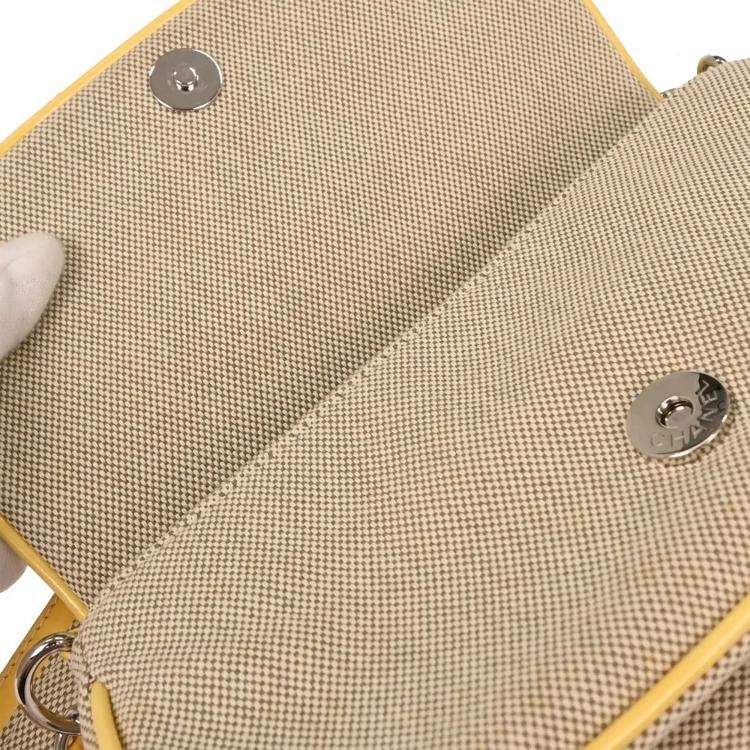 Pre Owned Chanel Camellia No.5 CC Yellow Canvas Shoulder Bag