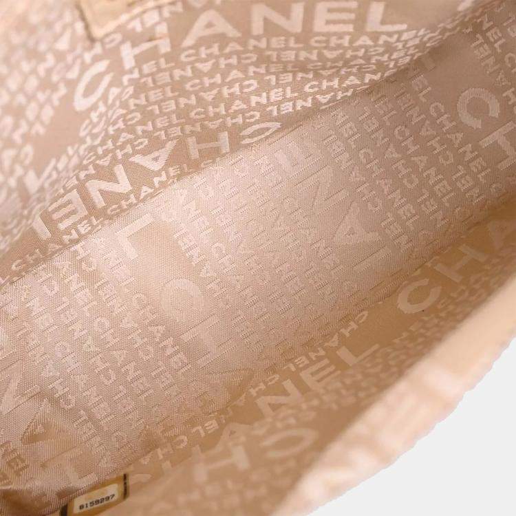 Pre Owned Chanel Beige Lambskin Choco Bar Tote Bag