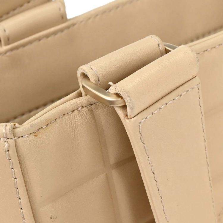 Pre Owned Chanel Beige Lambskin Choco Bar Tote Bag