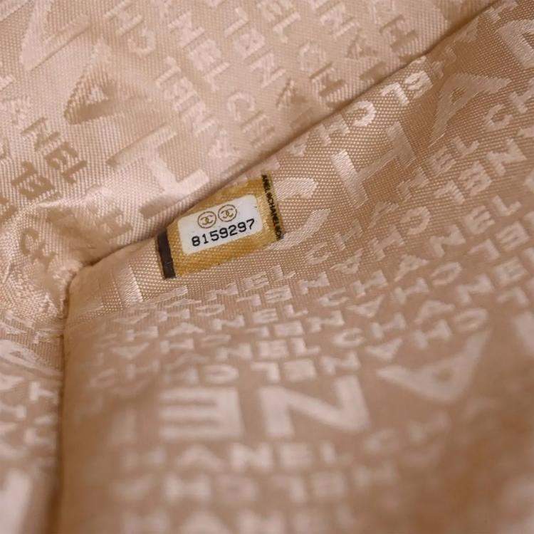 Pre Owned Chanel Beige Lambskin Choco Bar Tote Bag