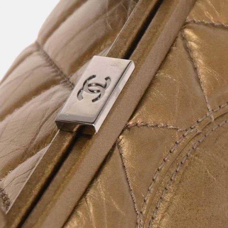Pre Owned Chanel Gold Calfskin Shoulder Bag