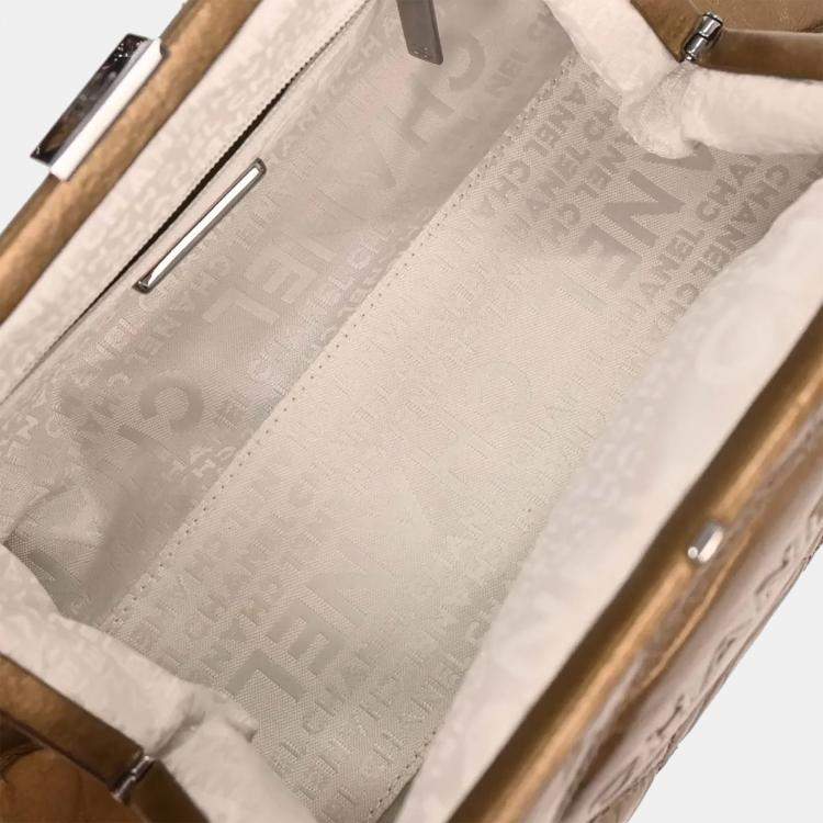 Pre Owned Chanel Gold Calfskin Shoulder Bag