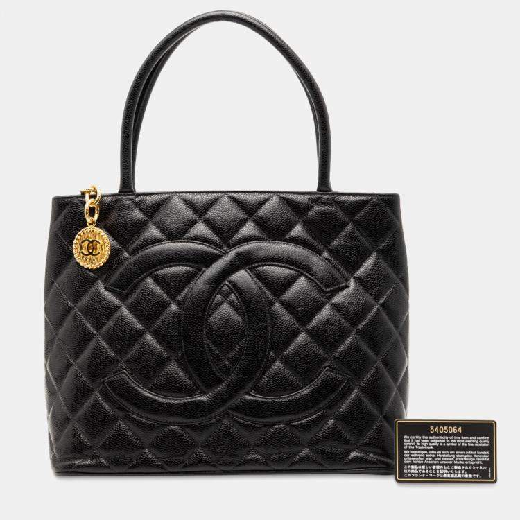 Pre Owned Chanel Black Caviar Medallion Tote